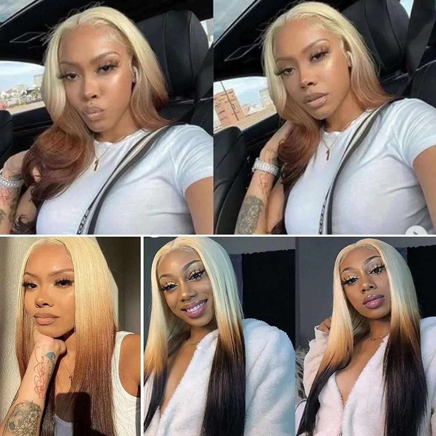 OmBre Blonde Lace Front Wigs For Women Synthetic 13X4 Lace Frontal Wigs Pre Plucked Hairline With Baby Hair Wig 200% Density
