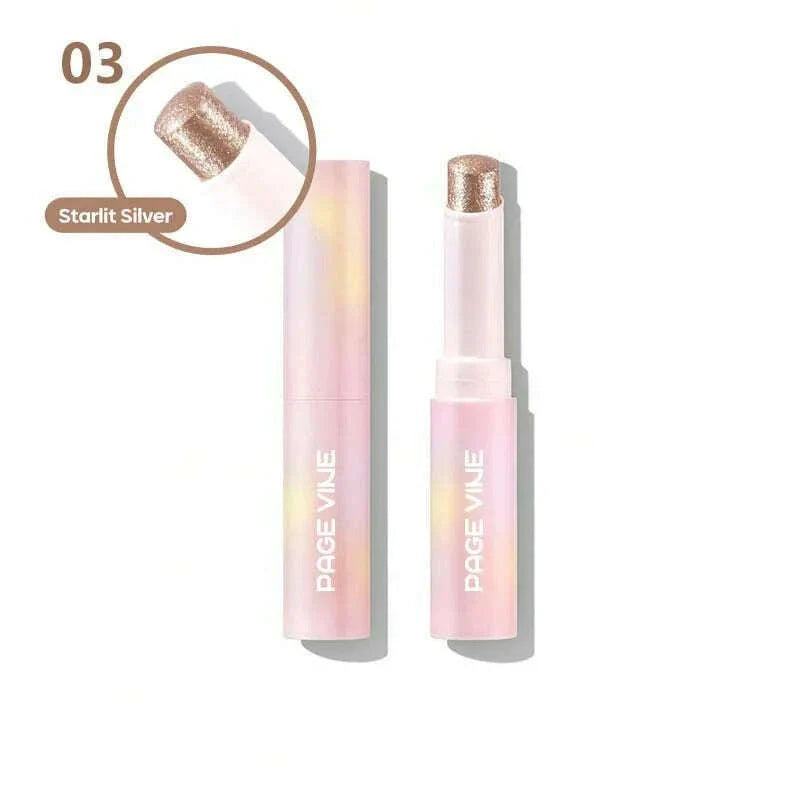 PAGE VINE Crystal Jelly Highlighter Eyeshadow Stick Shiny Multi-colored Pearlescent Shimmer Lip Balm Sparking Shine Face Makeup