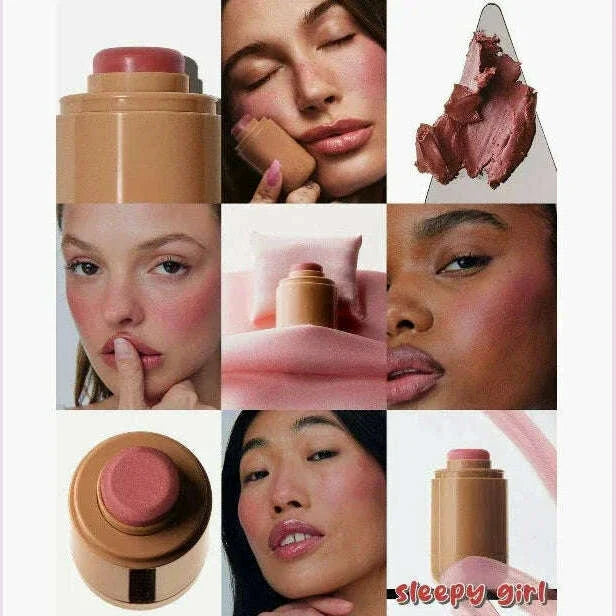New Pocket Blush Stick Lip And Cheek Hydrating Stick Natural Rouge Powder Blush Cream Lipstick Cheek Easy To Apply Color