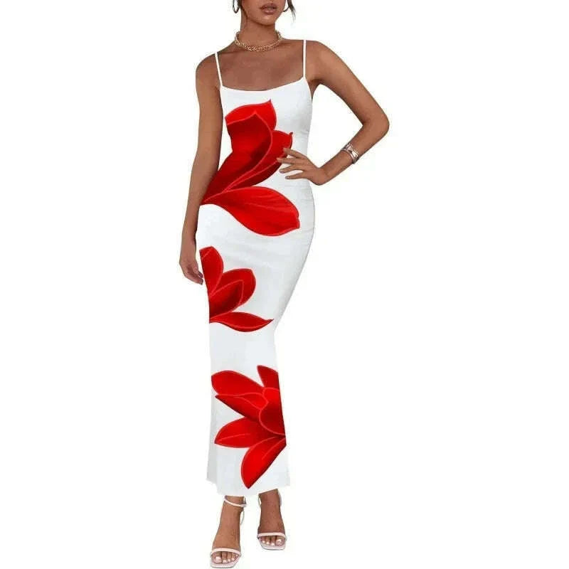 Sexy Tight Floral Print Strapless Dress Spring Summer New Arrival Cross-Border Hot Sale Ins Style Women's Ankle-Length Gown