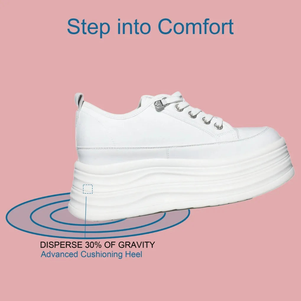 Fujin Wedge Heel Sneakers Shoes Comfy Casual Shoes Female 9cm High Quality Microfiber Leather White Platform Sneakers for Women