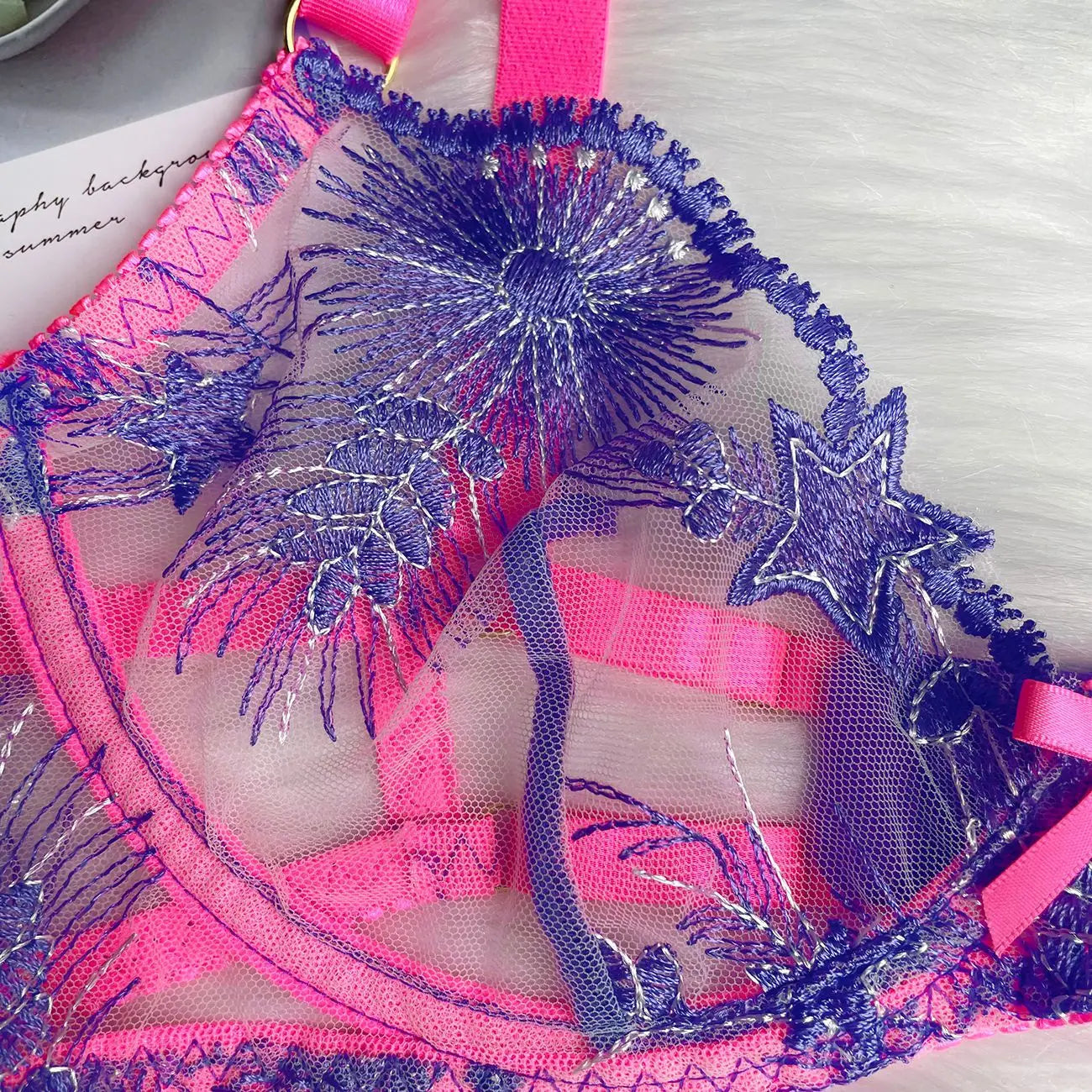 Bra set Tight fitting thin transparent mesh embroidery sexy underwear woman sexy lingerie 2 pieces sexy set women's Sex shop xxx