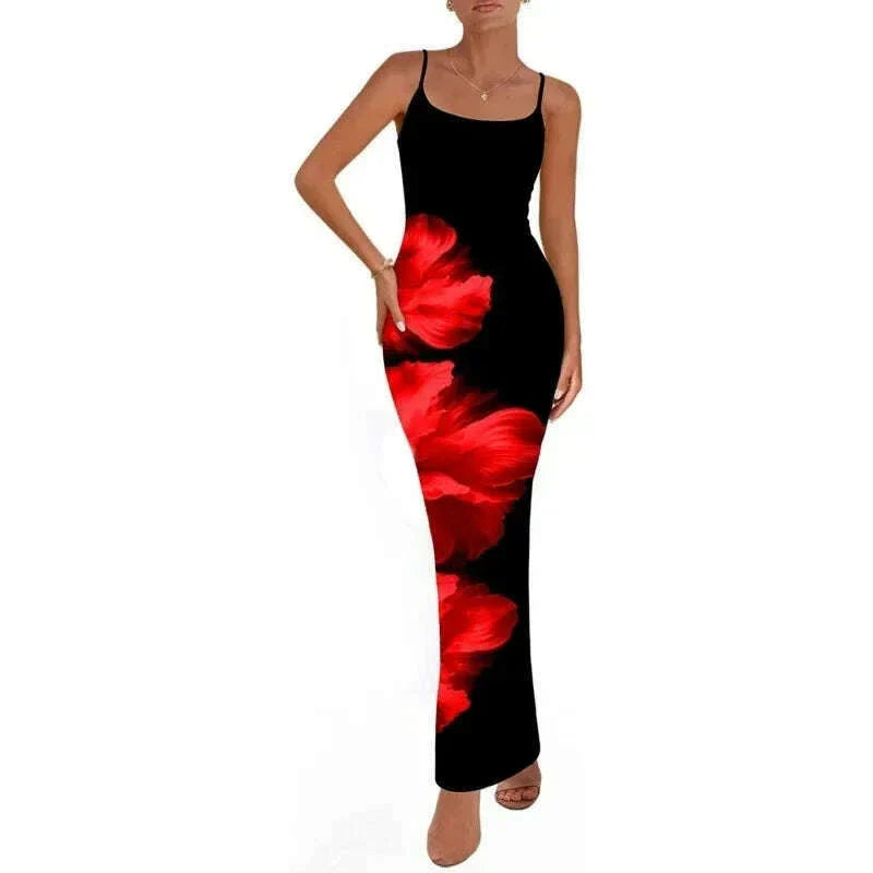 Sexy Tight Floral Print Strapless Dress Spring Summer New Arrival Cross-Border Hot Sale Ins Style Women's Ankle-Length Gown