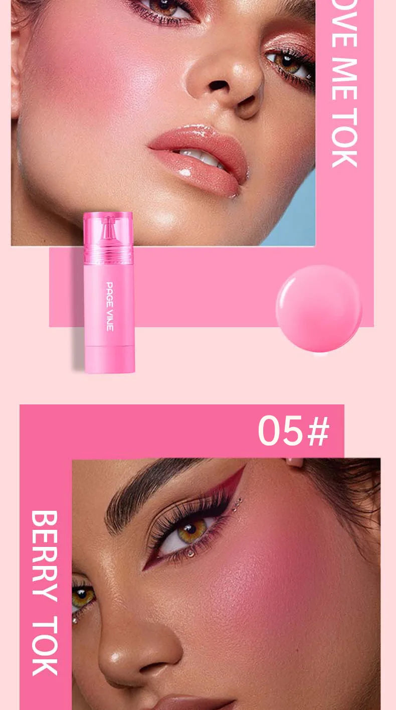 PAGE VINE Liquid Blush Longlasting Velvet Ink Blusher Brightening Natural Rouge Multi-Purpose Matte Lipstick Eyeshadow Makeup