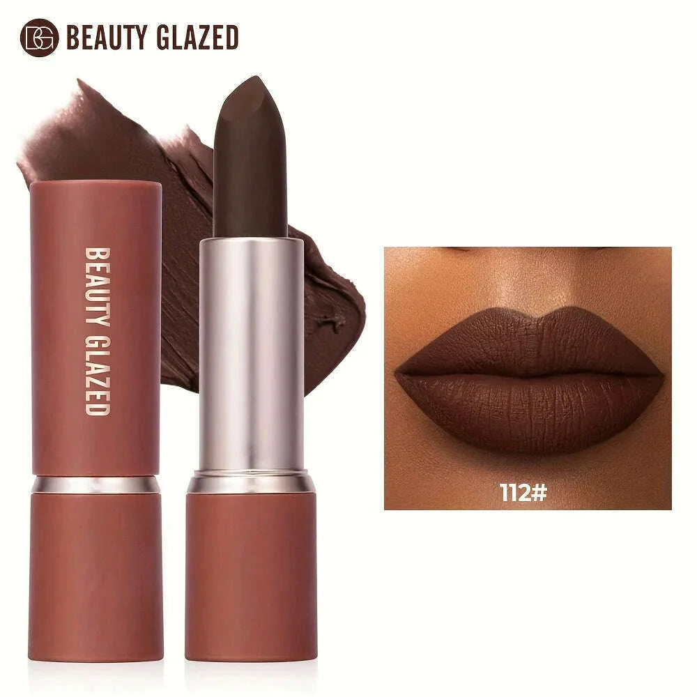 Barely Matte Cocoa Lipstick Creamy Texture Nourishing Care Long Lasting Waterproof All Skin Types Brown Hue Matte Lipstick