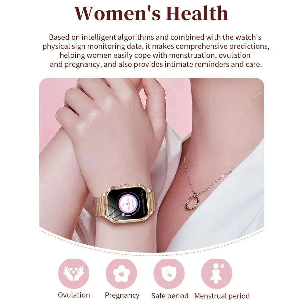 2025 New Lady Smart Watch Women AMOLED Curved Screen IP68 Waterproof Health Call Smartwatch For Samsung Huawei Apple Watch 4 ios