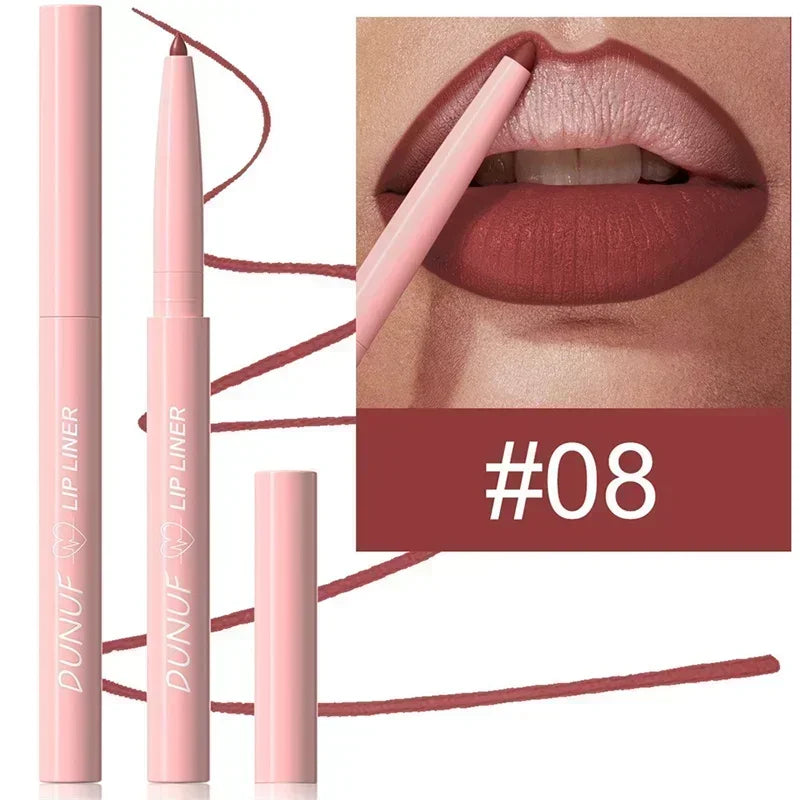 Waterproof Matte Lipliner Pencil Red Contour Tint Lipstick Long Lasting Non-stick Cup Moisturising Lips Makeup 12 Colors