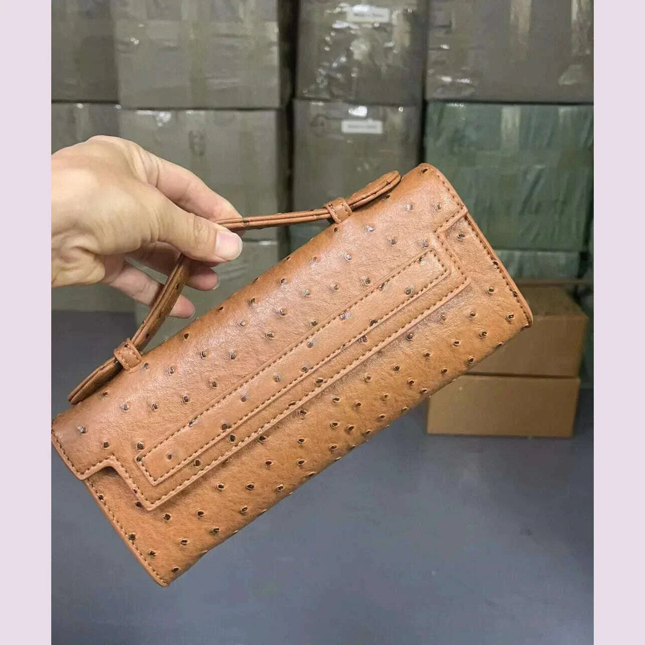 XMESSUN Customized Ostrich Pattern Long Clutch Bag PU Leather Party Tote Bag High Quality Designer Handbags Ins Trendy Bag