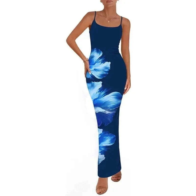 Sexy Tight Floral Print Strapless Dress Spring Summer New Arrival Cross-Border Hot Sale Ins Style Women's Ankle-Length Gown