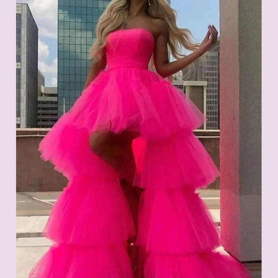 Women Tulle Petticoat Tiered High Low Elastic Waist Tutu Skirts Puffy Long Soft Net Gown Underskirt Prom Maxi Skirt Free Size
