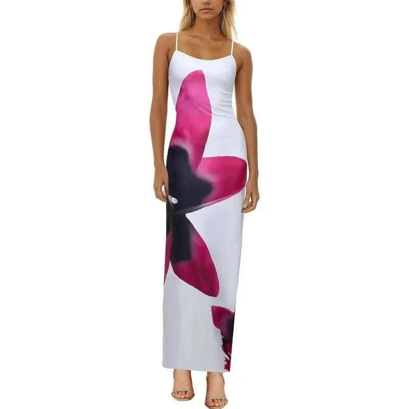 Sexy Tight Floral Print Strapless Dress Spring Summer New Arrival Cross-Border Hot Sale Ins Style Women's Ankle-Length Gown