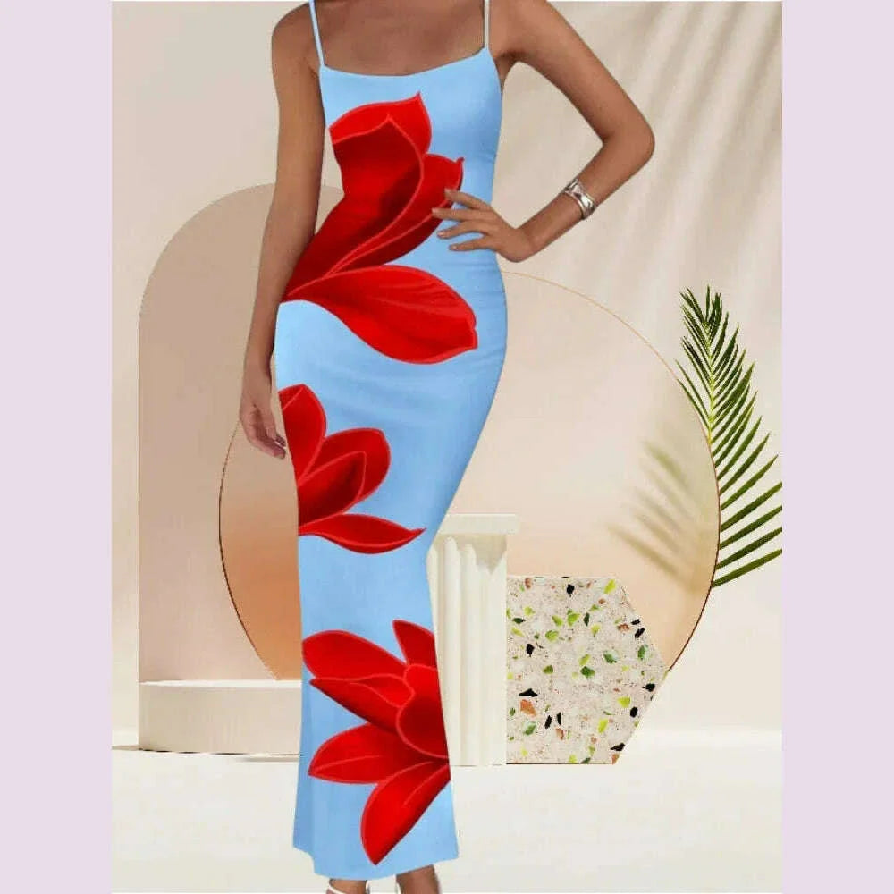 Sexy Tight Floral Print Strapless Dress Spring Summer New Arrival Cross-Border Hot Sale Ins Style Women's Ankle-Length Gown
