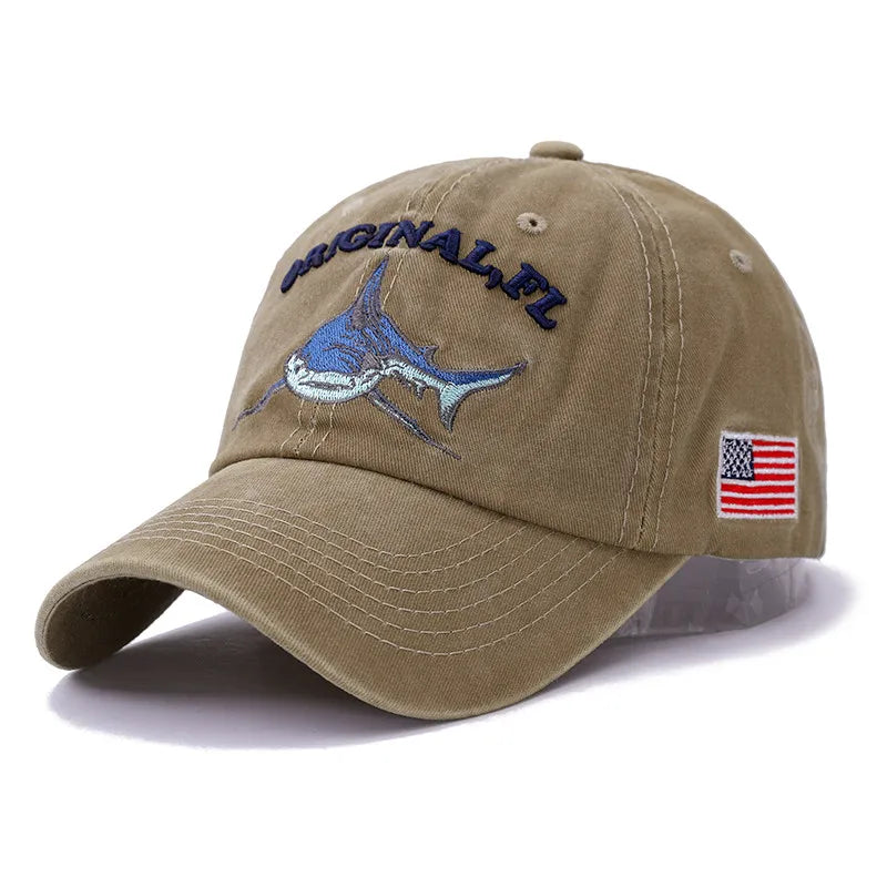 2025 New High Quality Wash Cotton America Flag Shark Men's Baseball Cap Women Snapback Hats For Men Bone Hip Hop Dad Hat Gorras