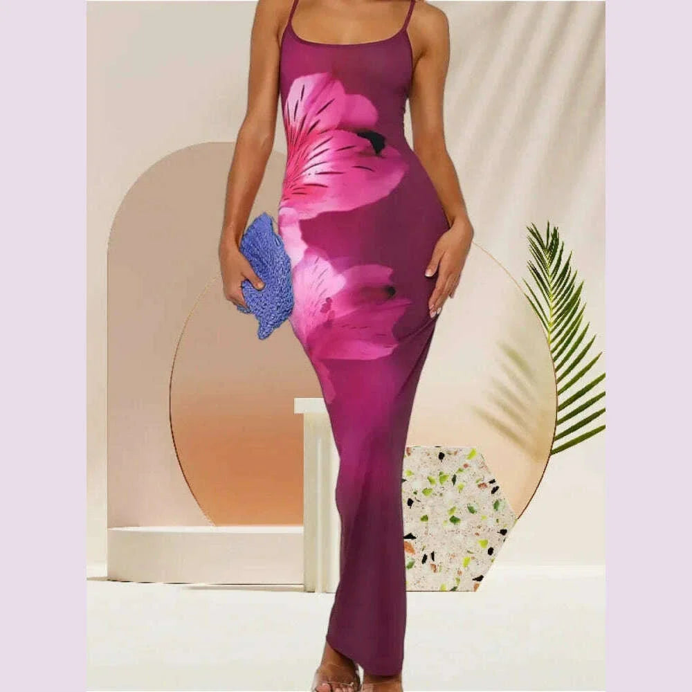 Sexy Tight Floral Print Strapless Dress Spring Summer New Arrival Cross-Border Hot Sale Ins Style Women's Ankle-Length Gown