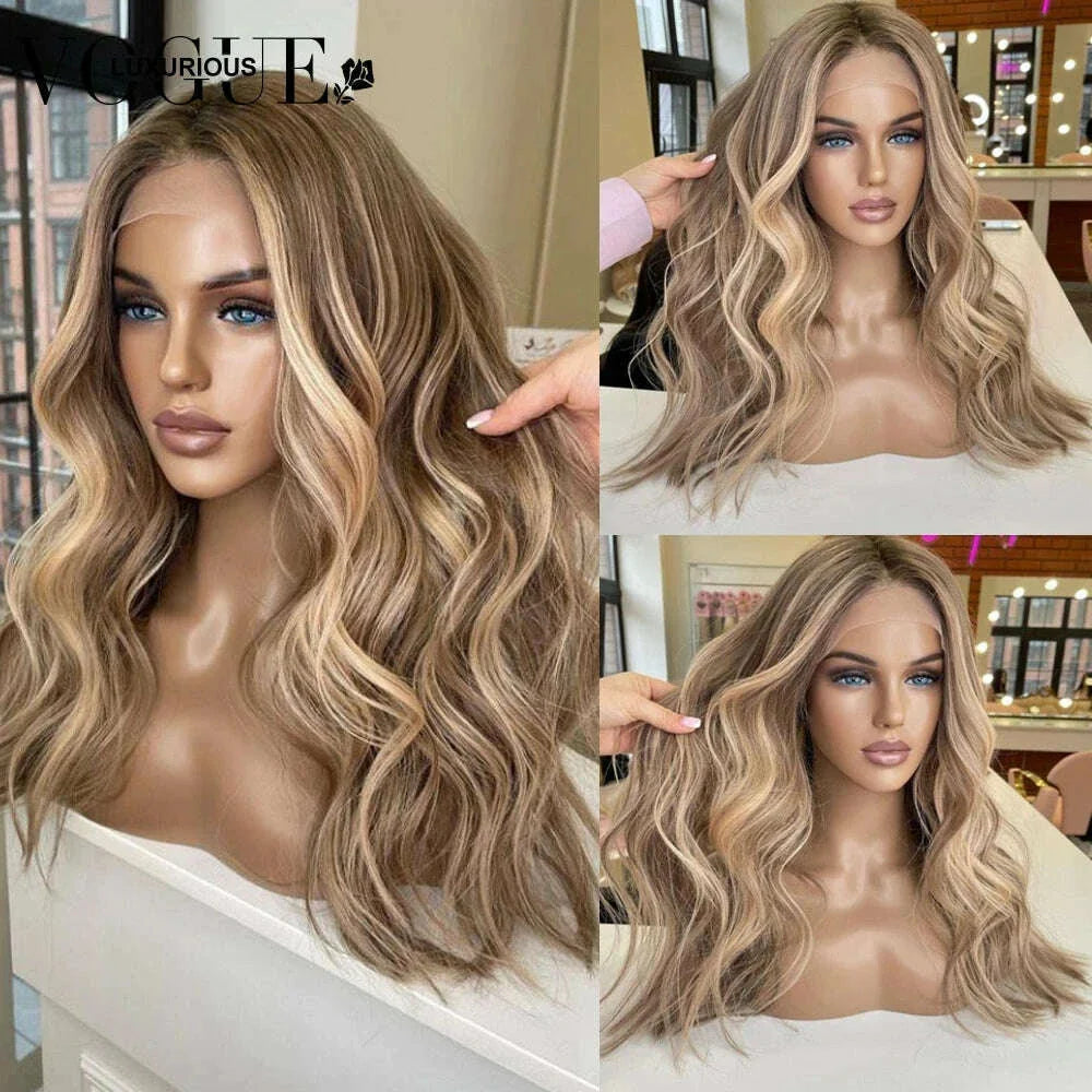 13x4 13x6 Highlight Brown Ash Blonde Colored Wigs for Women Brazilian Virgin Human Hair Loose Body Wave Wig Preplucked Hairline