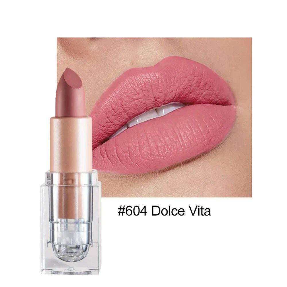 Handaiyan 12 Colors Matte Waterproof Velvet Nude Lipstick Sexy Red Brown Pigments Makeup Long Lasting Profissional