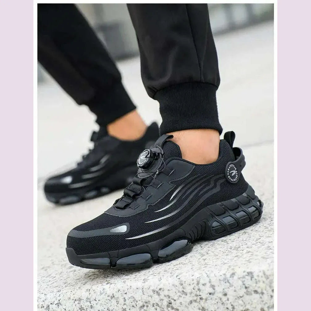 Rotary Button Safety Shoes Men Steel Toe Sneakers Puncture Proof Work Safety Boots Air Cushion Sport Work Shoes Anti-smash Boots