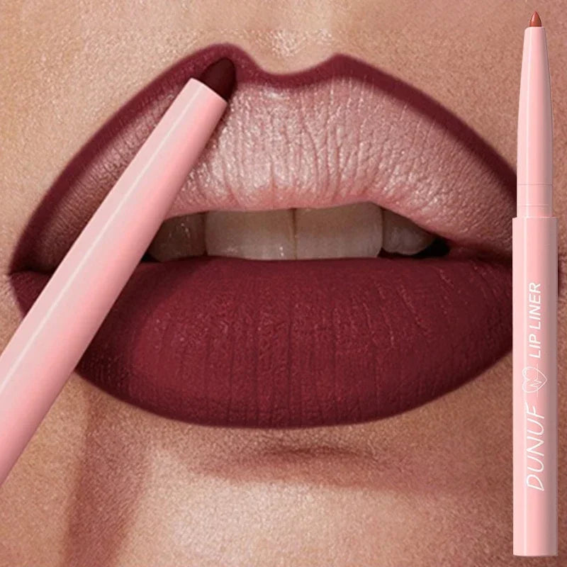 Waterproof Matte Lipliner Pencil Red Contour Tint Lipstick Long Lasting Non-stick Cup Moisturising Lips Makeup 12 Colors