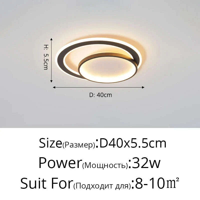 Bedroom Led Chandelier Light Black White Square Modern Ceiling Lamp Attic Living Room Dining Kitchen Interior Fixture
