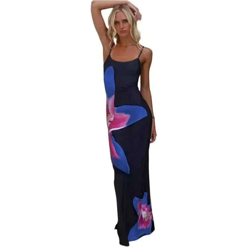 Sexy Tight Floral Print Strapless Dress Spring Summer New Arrival Cross-Border Hot Sale Ins Style Women's Ankle-Length Gown