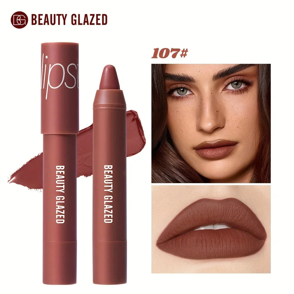 BEAUTY GLAZED 12 Colors Long-Lasting Waterproof Non-Stick Matte Lipstick Pen