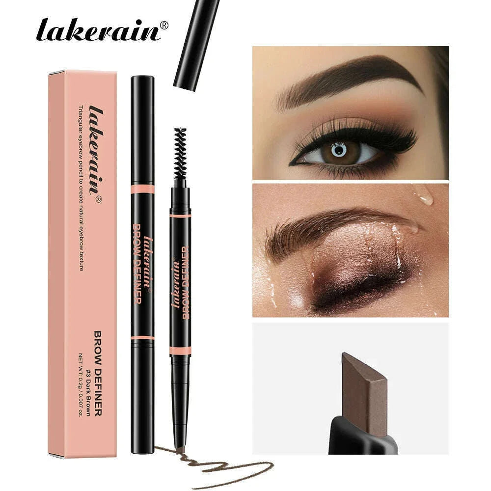 lakerain3 color triangle tip eyebrow pencil waterproof sweatproof not smudge stereo line sculpture triangle eyebrow pencil