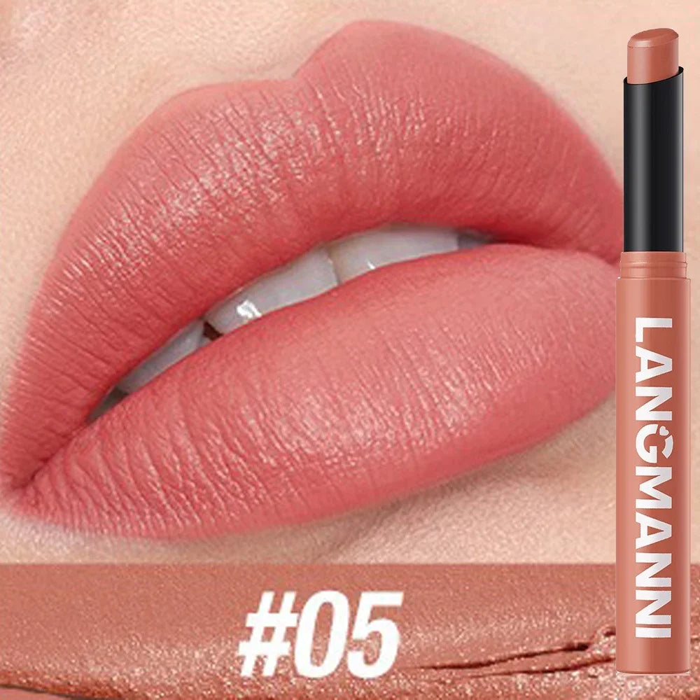 12 Color Matte Lipstick Pencil Waterproof Long Lasting Non-Stick Cup Lip Stain Tint Cosmetic Nude Lipstick Pen Makeup Maquillage