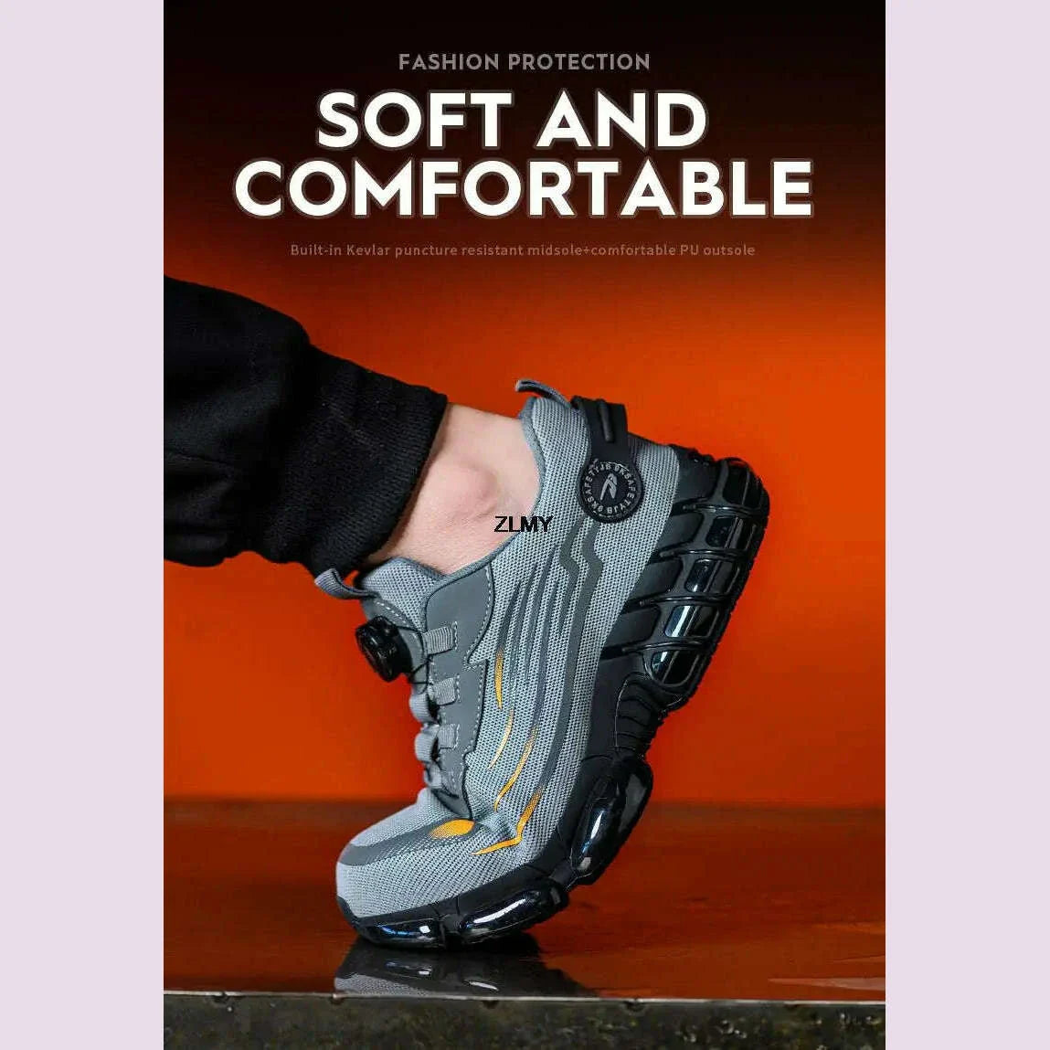 Rotary Button Safety Shoes Men Steel Toe Sneakers Puncture Proof Work Safety Boots Air Cushion Sport Work Shoes Anti-smash Boots