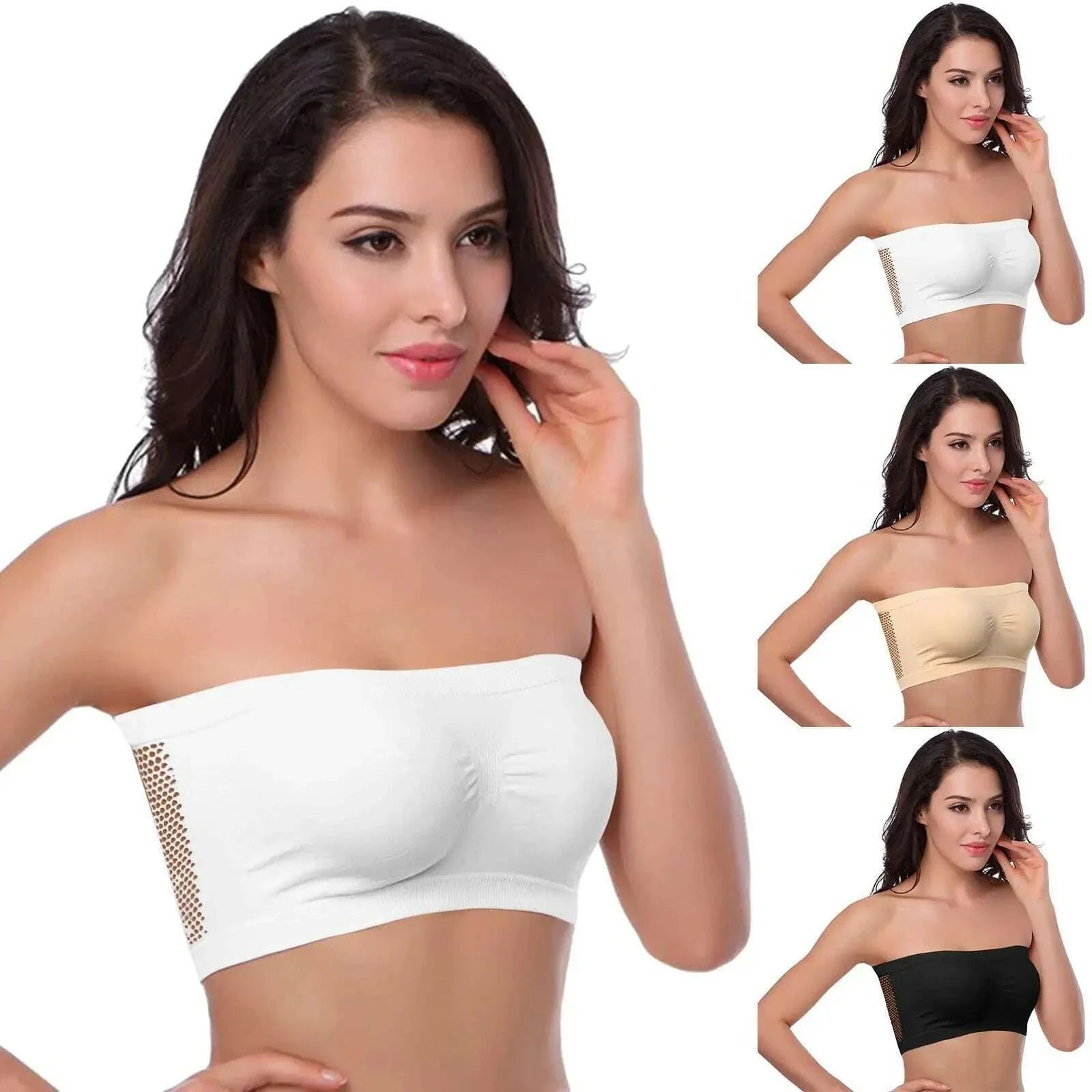 Women’s Strapless Seamless Tube Top Bra Anti-Slip Wireless Bandeau for Summer Outfit
