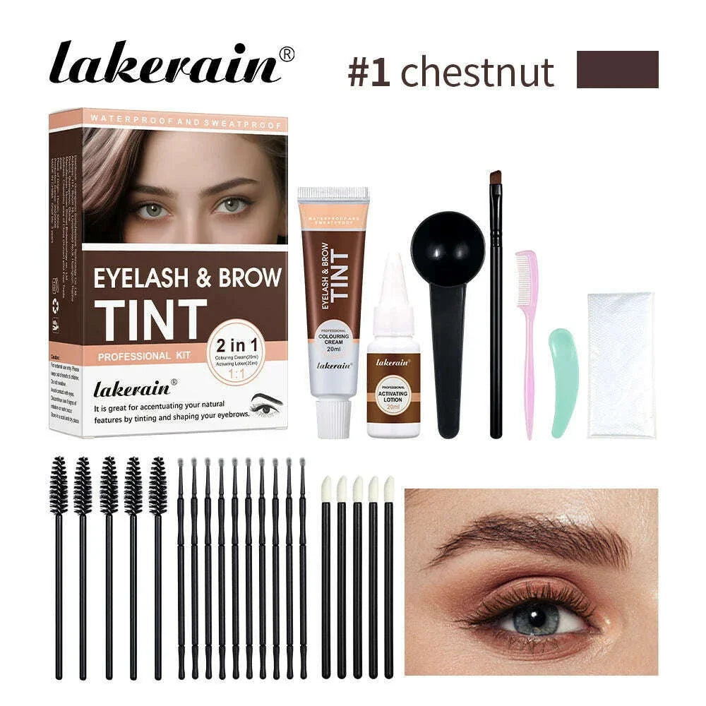 Lakerain Eyebrow Tint Dye Professional Eyebrow Dye Waterproof Long-lasting Eyebrow Brow Kit Semi Permanent Home Use Pro Kit