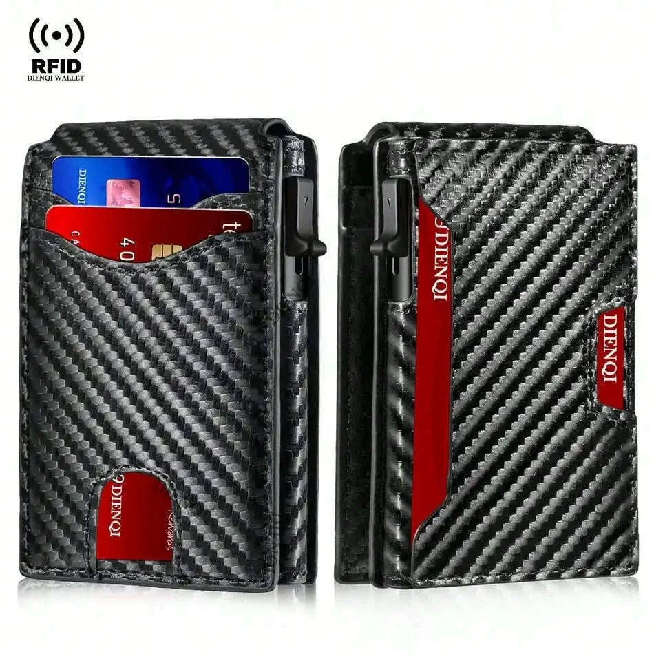 Rfid Credit Card Holder Carbon Fiber Wallets Men Anti Theft Slim Thin Luxury Bank Money Cardholder Case Minimalist Wallet Purse