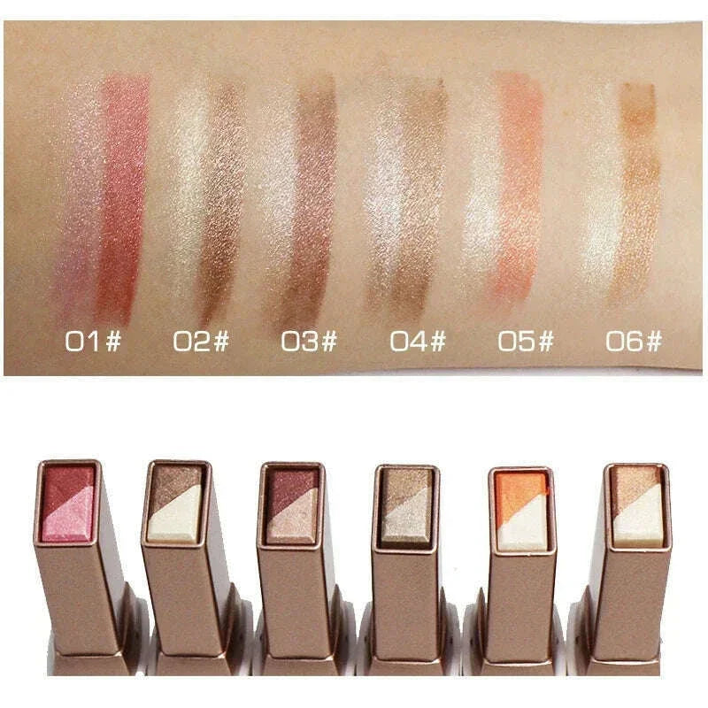 2 in 1 Pearly Glitter Highlighter Eyeshadow Stick Waterproof Long Lasting Shimmer Eye Shadow Eyeliner Lazy Beauty Eyes Make Up