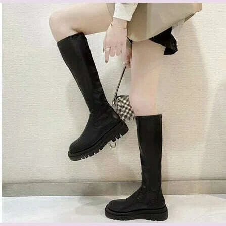 2025 Brand New Female Platform Thigh High Boots Fashion Slim Chunky Heels Over The Knee Boots Women Party Shoes Woman