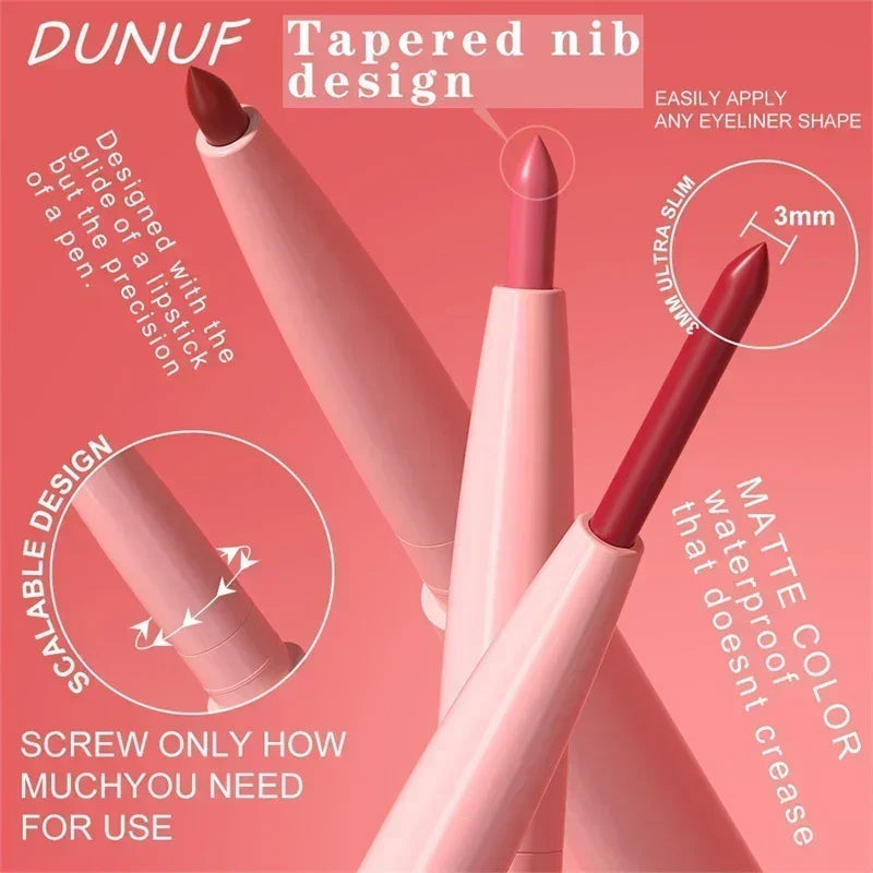 Waterproof Matte Lipliner Pencil Red Contour Tint Lipstick Long Lasting Non-stick Cup Moisturising Lips Makeup 12 Colors