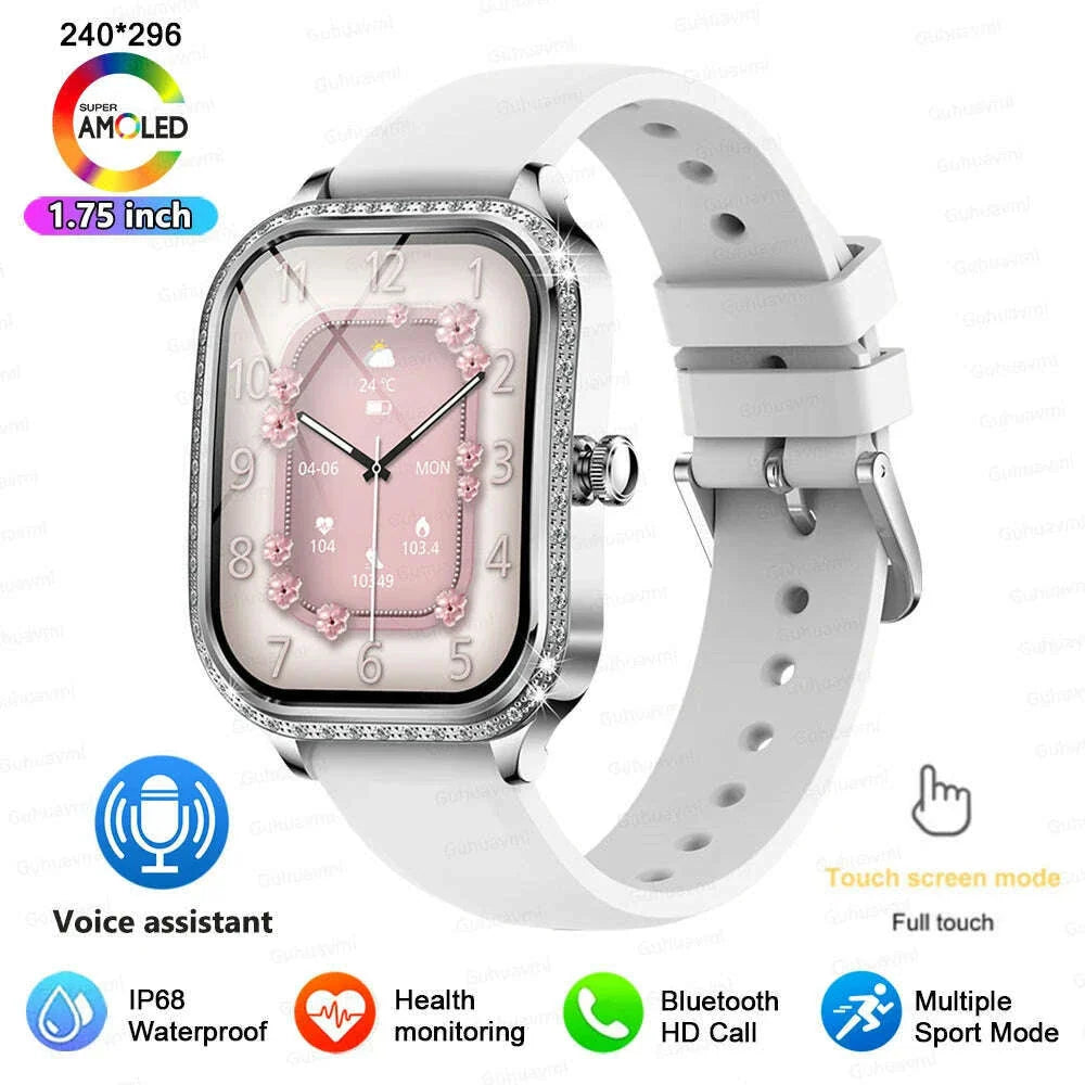 2025 New Lady Smart Watch Women AMOLED Curved Screen IP68 Waterproof Health Call Smartwatch For Samsung Huawei Apple Watch 4 ios