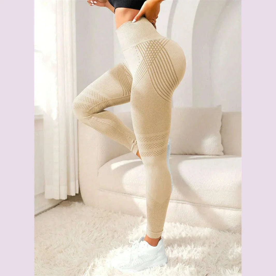 Sports Pants With Sexy Lines Lifting Buttocks Sports Tight Pants Women's High Waisted Elastic Fitness Pants Running Yoga Pants