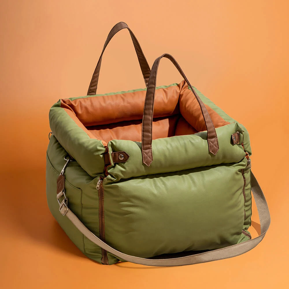 Pet Outing Lathe Luxury Faux Leather Dog Car Seat/Cat Car Bed/Booster Bed Pet Booster Car Seat Dog Cat Travel Seat