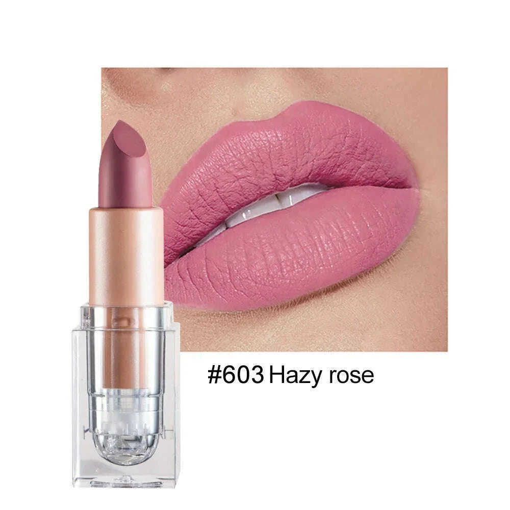 Handaiyan 12 Colors Matte Waterproof Velvet Nude Lipstick Sexy Red Brown Pigments Makeup Long Lasting Profissional