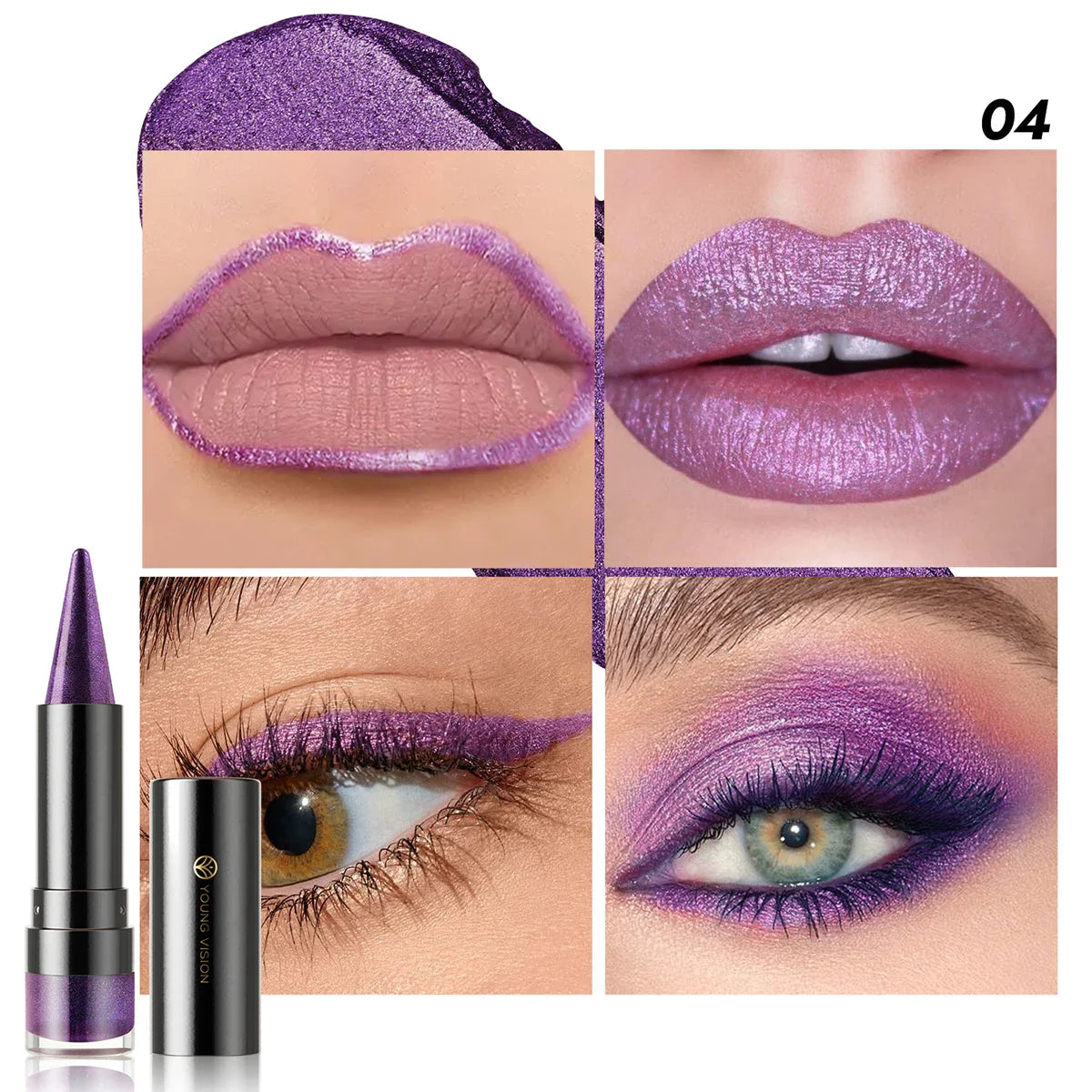 YOUNG VISION 6 colors matte pearl fine glitter diamond dual-purpose lipstick long-lasting easy to color non-stick cup lipstick