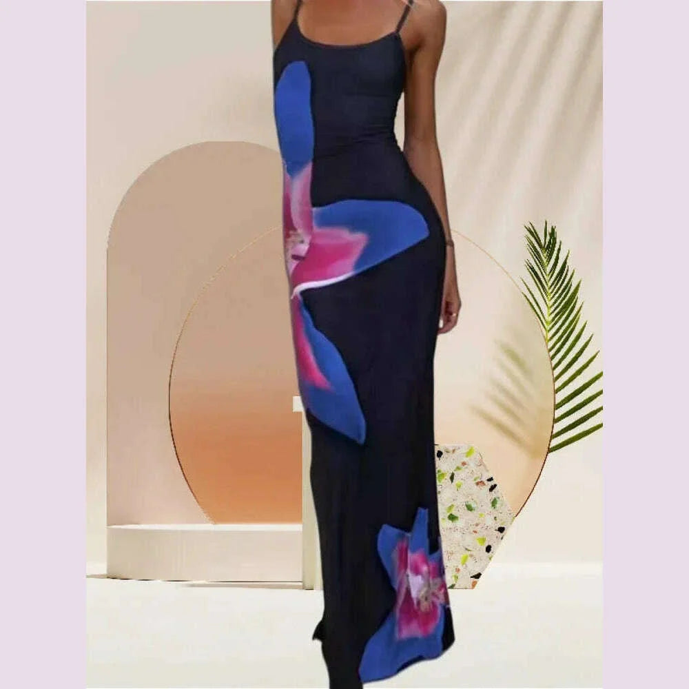 Sexy Tight Floral Print Strapless Dress Spring Summer New Arrival Cross-Border Hot Sale Ins Style Women's Ankle-Length Gown
