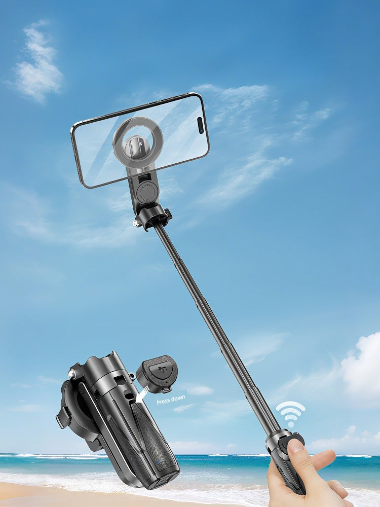 Far Monkey Magnetic Mobile Phone Photography Handle Magnetic Suction Selfie Stick Multi-Function Auxiliary Shooting Rod Outdoor Travel Photography Assistant Portable Photo Shooting Rotatable Rocker Handheld Magnetic Suction F