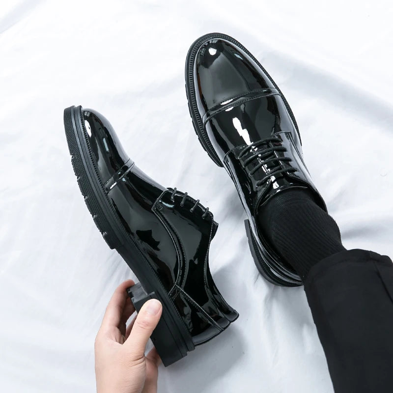 Classic Green Style Casual Derby Formal Shoes Career Office Leather Shoes Pointy Toe Handmade Business Wedding Dress Shoes Men