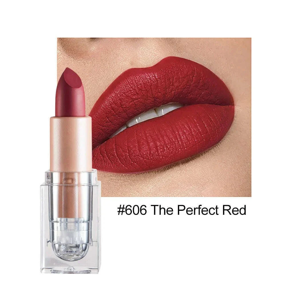 Handaiyan 12 Colors Matte Waterproof Velvet Nude Lipstick Sexy Red Brown Pigments Makeup Long Lasting Profissional