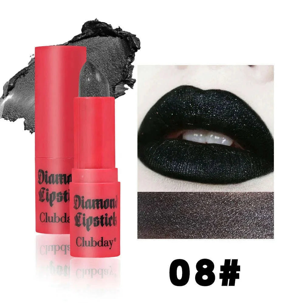 8 Colors Waterproof Diamond Glitter Lipstick Long Lasting Moisturizing Shiny Pearlescent Nude Red Lipsticks Lips Makeup Cosmetic