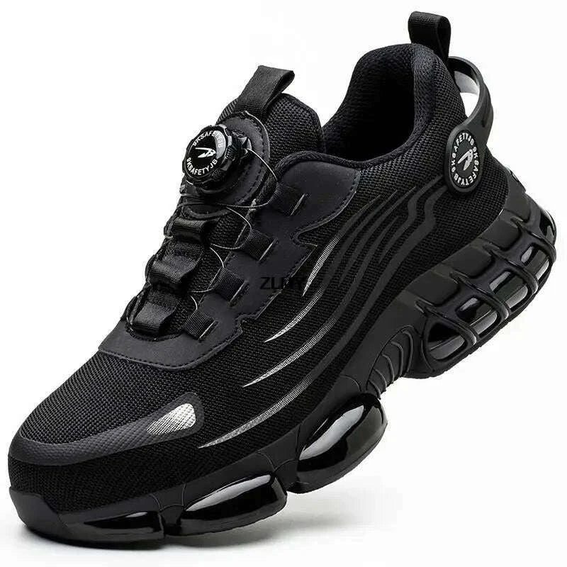 Rotary Button Safety Shoes Men Steel Toe Sneakers Puncture Proof Work Safety Boots Air Cushion Sport Work Shoes Anti-smash Boots