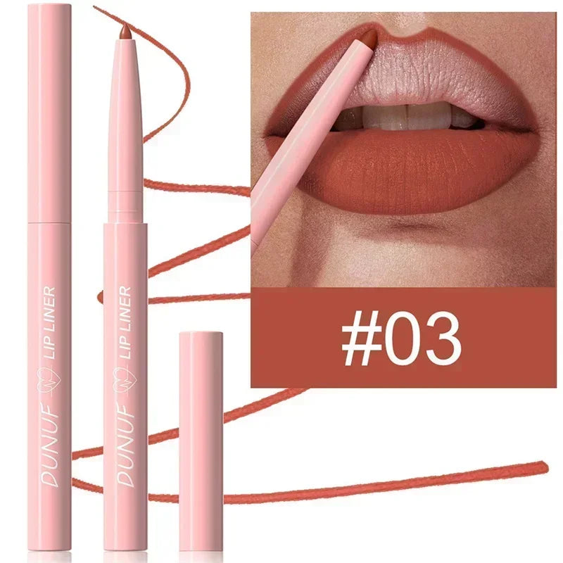 Waterproof Matte Lipliner Pencil Red Contour Tint Lipstick Long Lasting Non-stick Cup Moisturising Lips Makeup 12 Colors