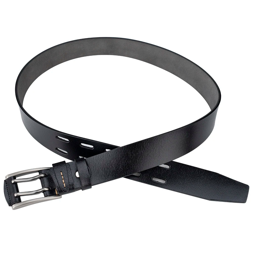 Men's Double Pin Buckle Genuine Leather Belt Casual 4.1cm