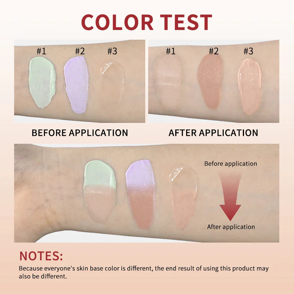 CC Red Correction Cream Liquid-Based Full Coverage Cream Waterproof Long-Lasting Correct Redness Foundation Korean Face Cosmetic