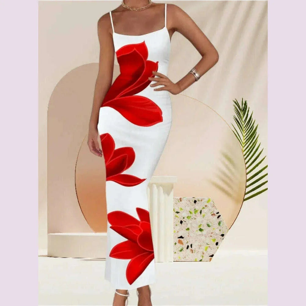 Sexy Tight Floral Print Strapless Dress Spring Summer New Arrival Cross-Border Hot Sale Ins Style Women's Ankle-Length Gown