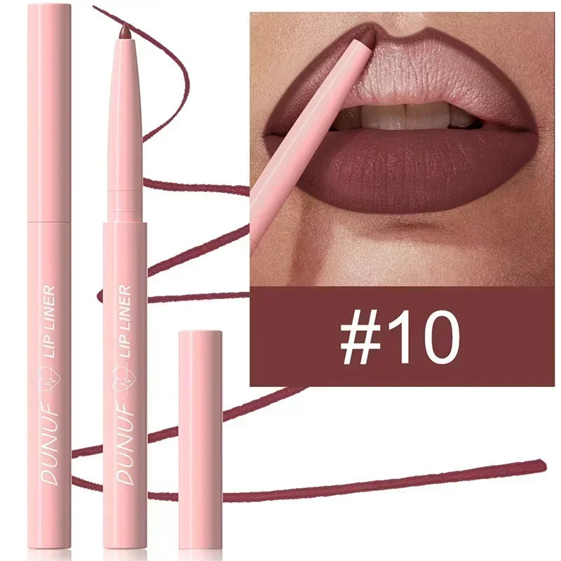 Waterproof Matte Lipliner Pencil Red Contour Tint Lipstick Long Lasting Non-stick Cup Moisturising Lips Makeup 12 Colors